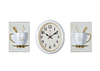 Часы настенные Комплект: овальн. чайник  22,5х26,5см+2 чашки, корпус белый с золотом Классика Рубин 